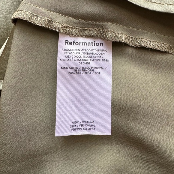 NWT Reformation Casette Silk Dress in Artichoke Size 12 - Picture 12 of 13